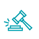 Line icon of a gavel representing legal or regulatory matters.