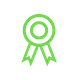 Line icon of an award ribbon representing certification or accreditation.