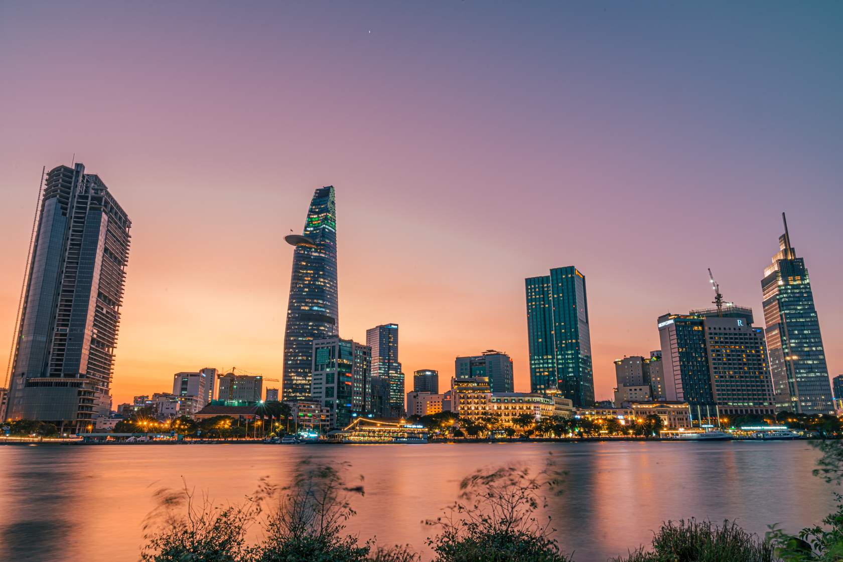 Ho Chi Minh City cityscape at sunset