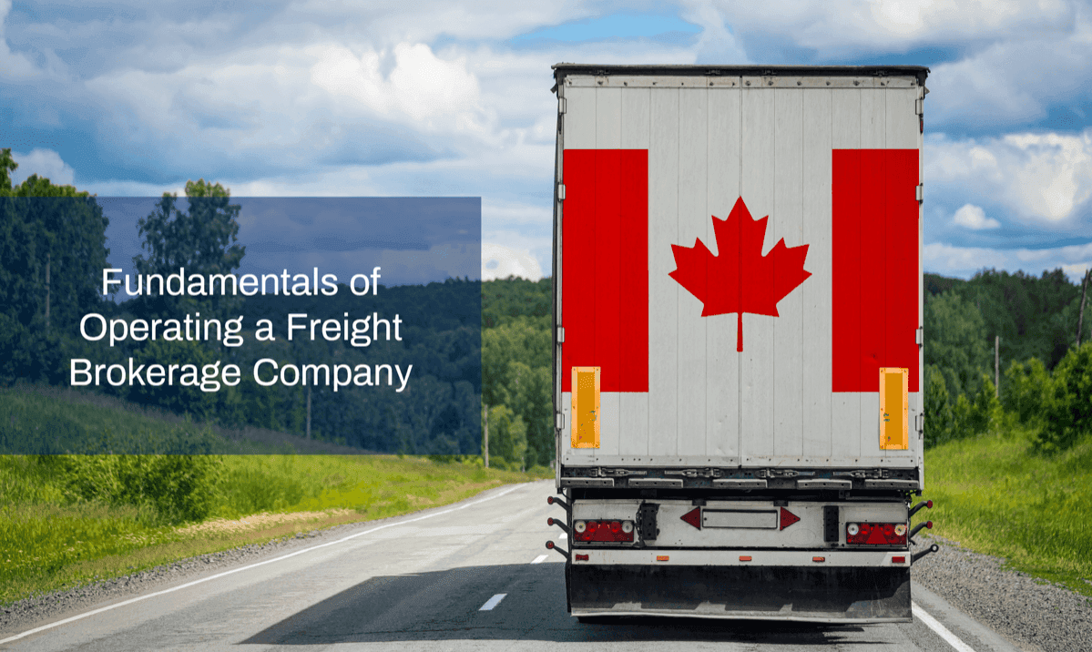Cargo truck with Canadian flag on the back